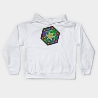 Stained glass fractal kaleidoscope Kids Hoodie